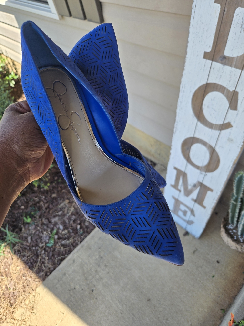 Jessica Simpson Royal Blue Pointed Toe Laser-Cut Flats